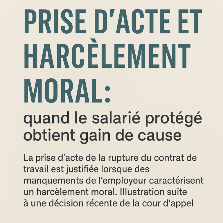 Harcèlement moral et prise d'acte du salarié